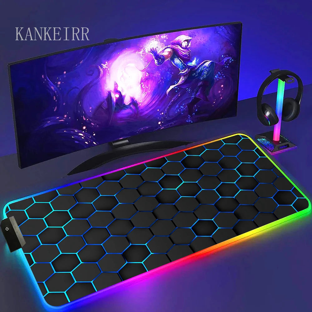 Geometry Large RGB Gamer Mousepad With Backlight Mouse Mat Gaming Mousepads