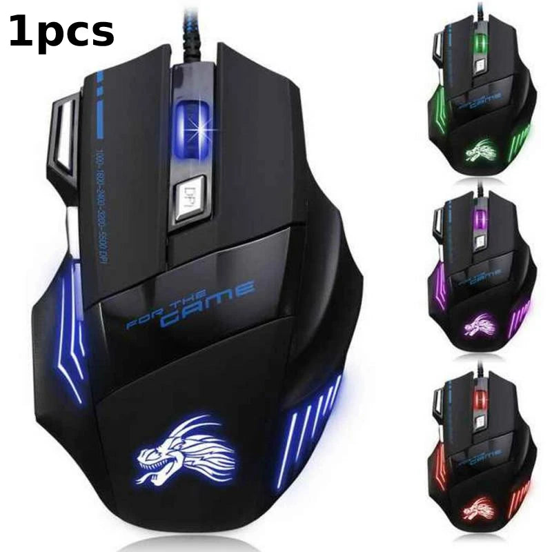 USB Wired Gaming Mouse 7 Button Backlit Ergonomic Mice