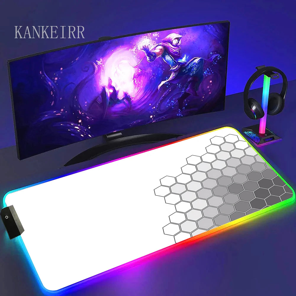 Geometry Large RGB Gamer Mousepad With Backlight Mouse Mat Gaming Mousepads