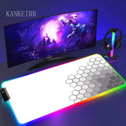 Geometry Large RGB Gamer Mousepad With Backlight Mouse Mat Gaming Mousepads