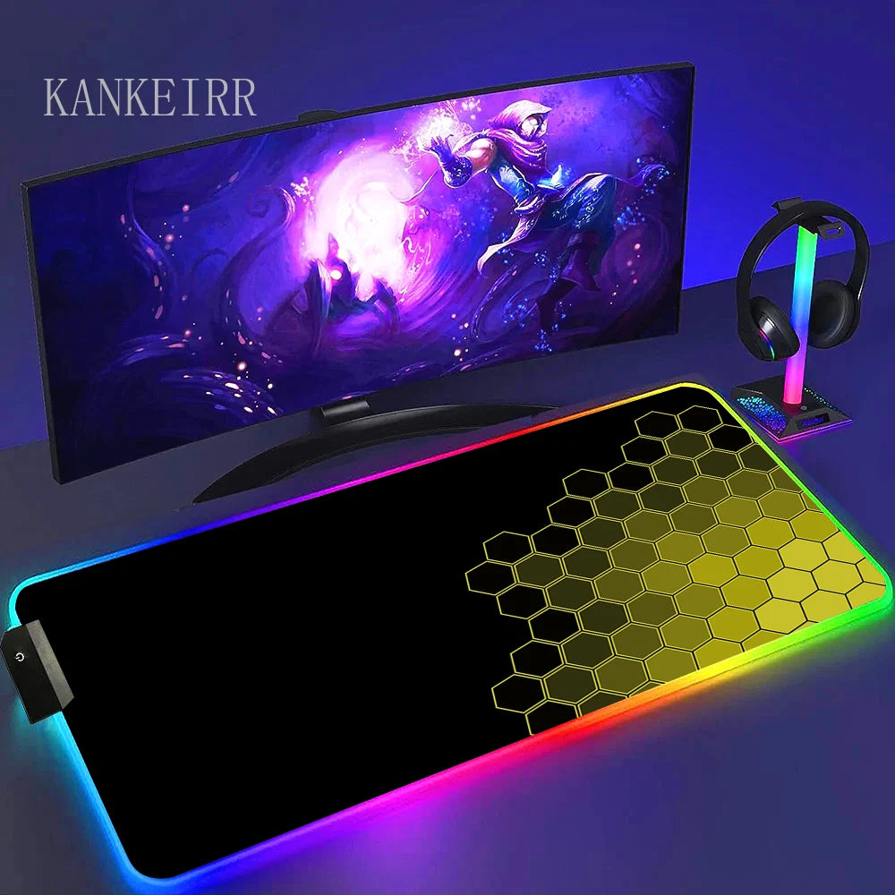 Geometry Large RGB Gamer Mousepad With Backlight Mouse Mat Gaming Mousepads
