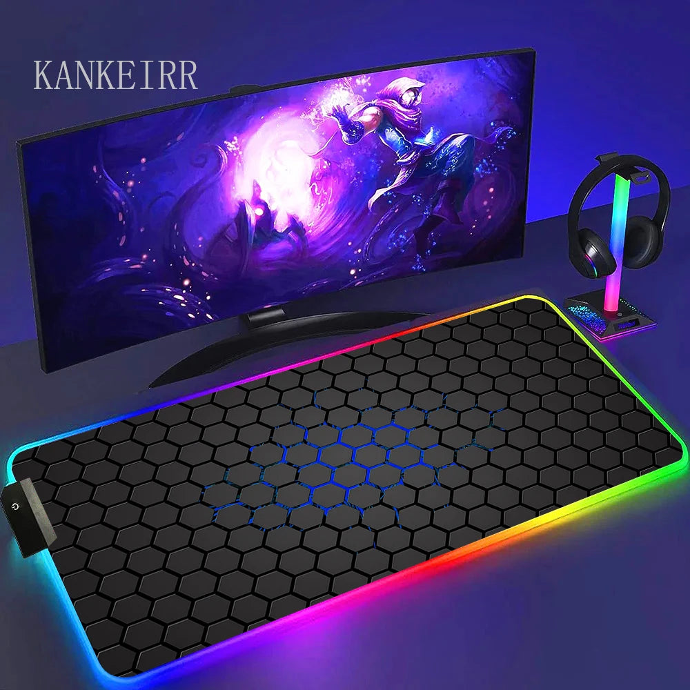 Geometry Large RGB Gamer Mousepad With Backlight Mouse Mat Gaming Mousepads