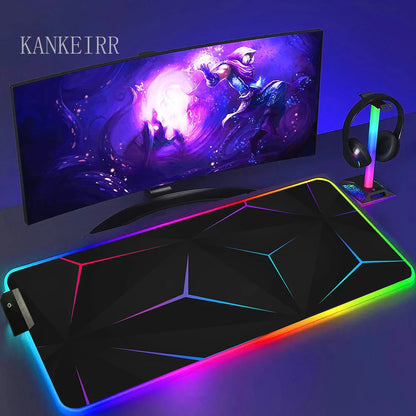 Geometry Large RGB Gamer Mousepad With Backlight Mouse Mat Gaming Mousepads