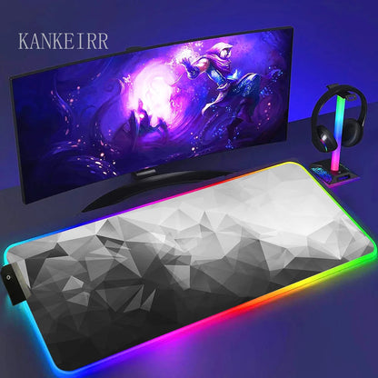 Geometry Large RGB Gamer Mousepad With Backlight Mouse Mat Gaming Mousepads