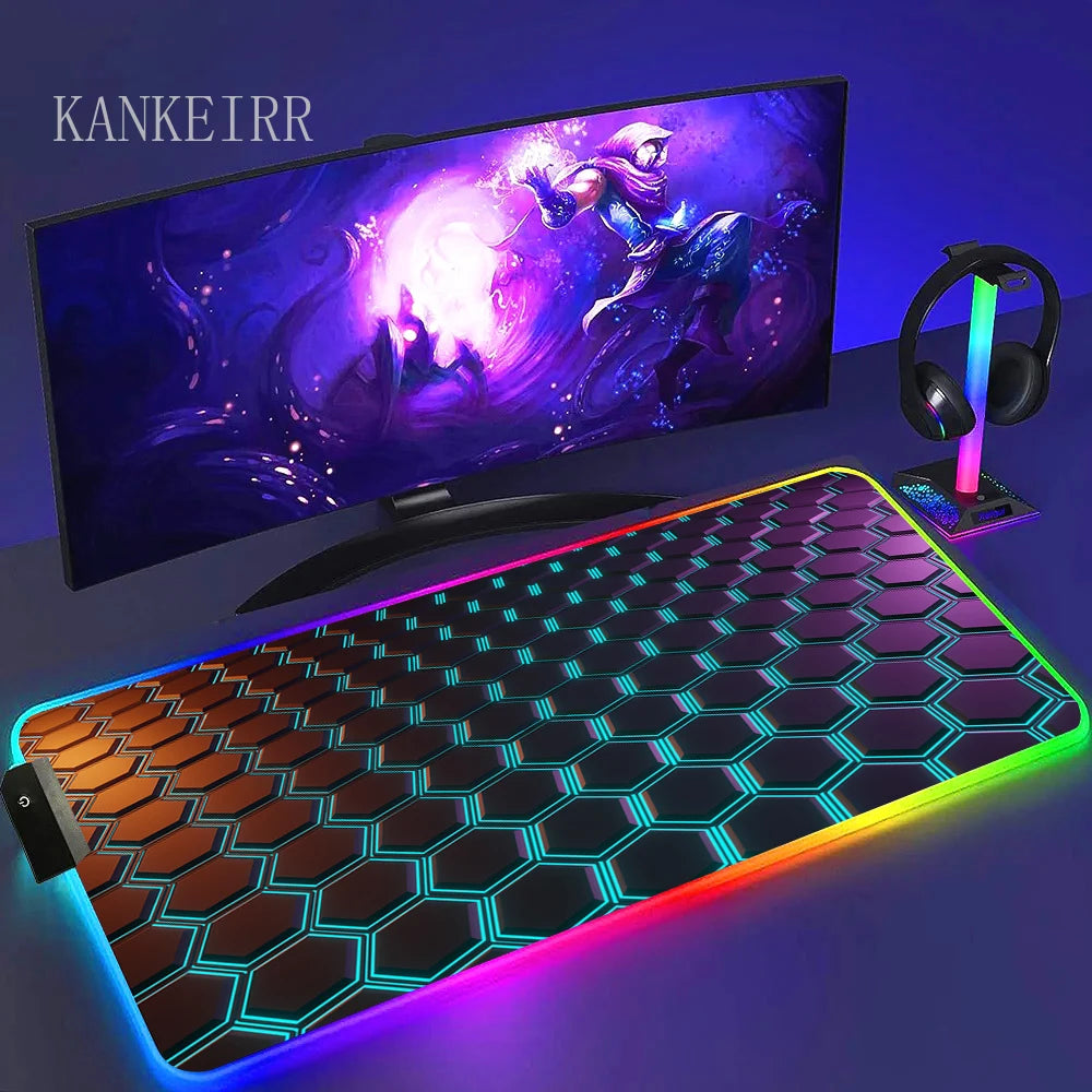 Geometry Large RGB Gamer Mousepad With Backlight Mouse Mat Gaming Mousepads
