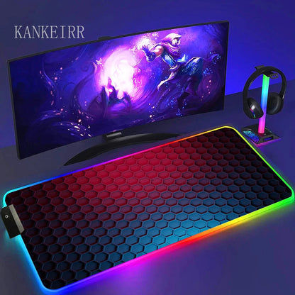 Geometry Large RGB Gamer Mousepad With Backlight Mouse Mat Gaming Mousepads