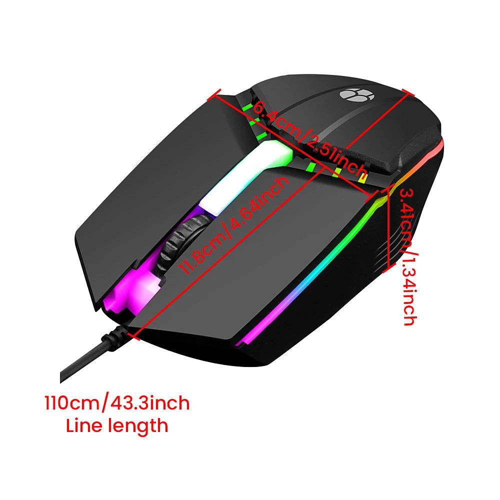 Wired Computer Mouse 1000 DPI Mice Mute Button
