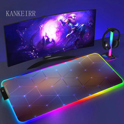 Geometry Large RGB Gamer Mousepad With Backlight Mouse Mat Gaming Mousepads