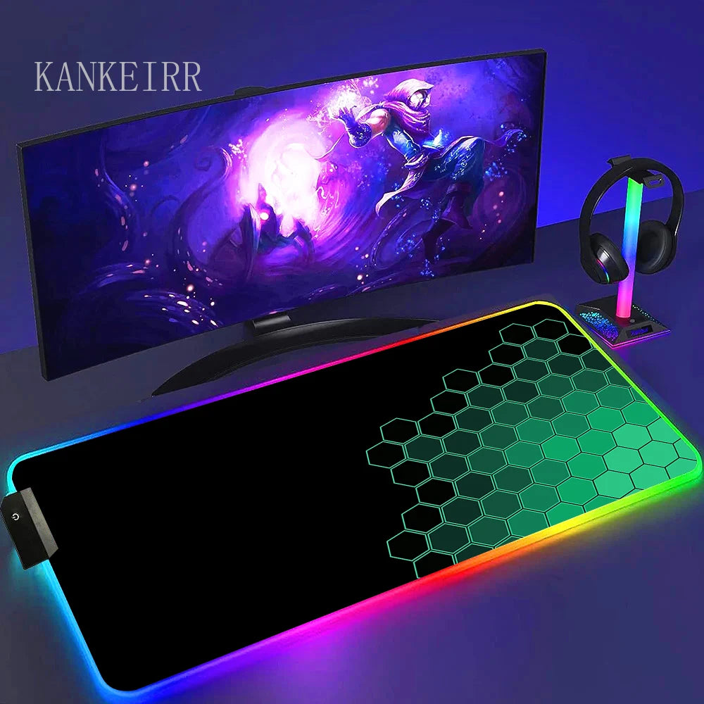 Geometry Large RGB Gamer Mousepad With Backlight Mouse Mat Gaming Mousepads