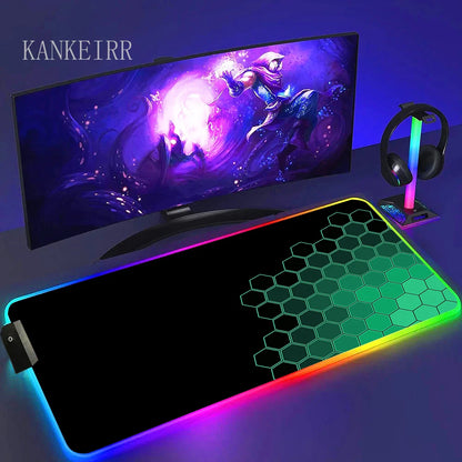 Geometry Large RGB Gamer Mousepad With Backlight Mouse Mat Gaming Mousepads