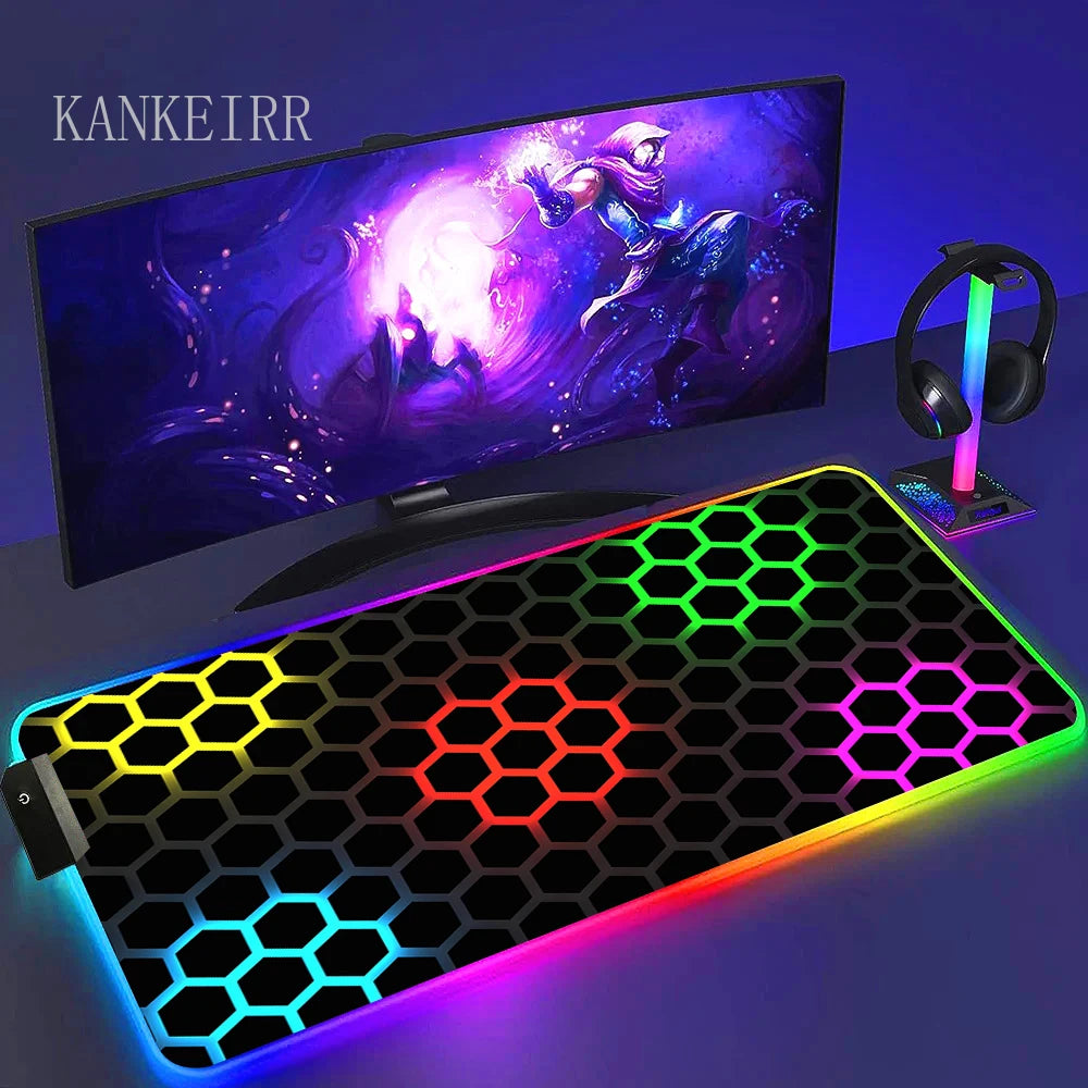 Geometry Large RGB Gamer Mousepad With Backlight Mouse Mat Gaming Mousepads
