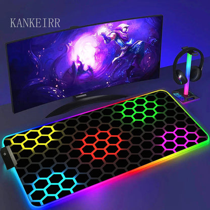 Geometry Large RGB Gamer Mousepad With Backlight Mouse Mat Gaming Mousepads
