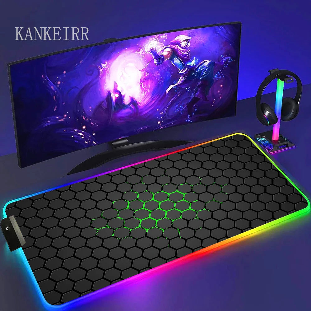 Geometry Large RGB Gamer Mousepad With Backlight Mouse Mat Gaming Mousepads