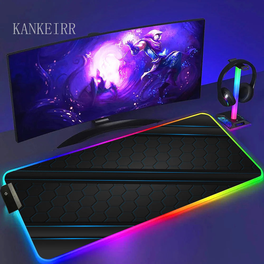 Geometry Large RGB Gamer Mousepad With Backlight Mouse Mat Gaming Mousepads