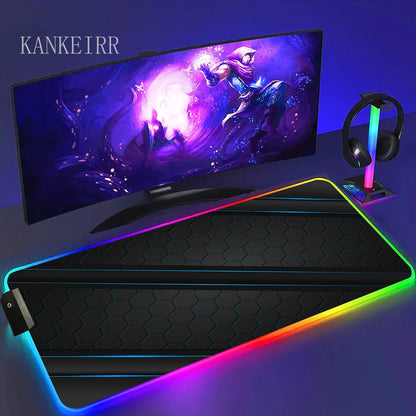 Geometry Large RGB Gamer Mousepad With Backlight Mouse Mat Gaming Mousepads