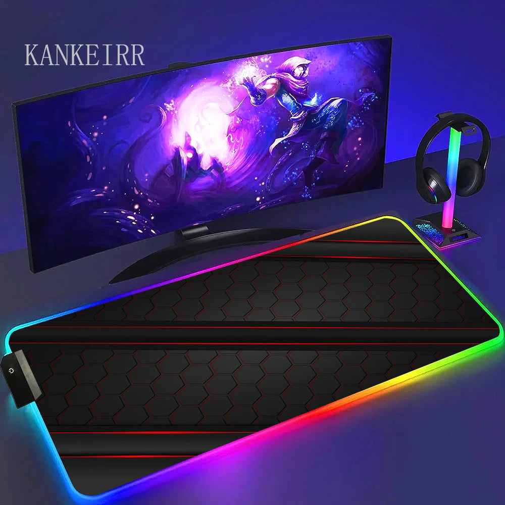 Geometry Large RGB Gamer Mousepad With Backlight Mouse Mat Gaming Mousepads