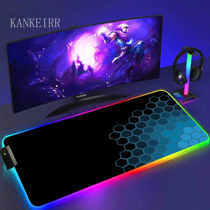 Geometry Large RGB Gamer Mousepad With Backlight Mouse Mat Gaming Mousepads