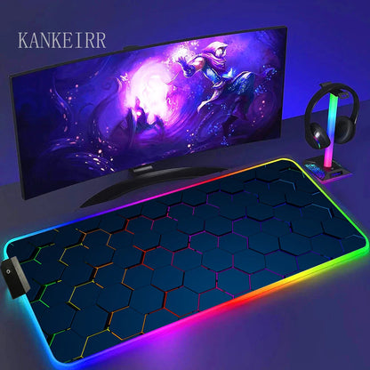 Geometry Large RGB Gamer Mousepad With Backlight Mouse Mat Gaming Mousepads