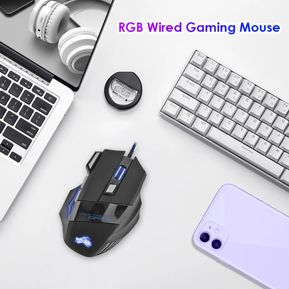 USB Wired Gaming Mouse 7 Button Backlit Ergonomic Mice