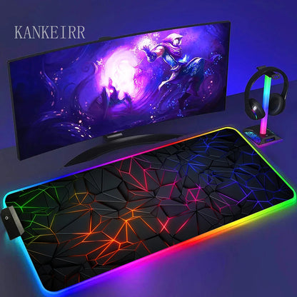 Geometry Large RGB Gamer Mousepad With Backlight Mouse Mat Gaming Mousepads