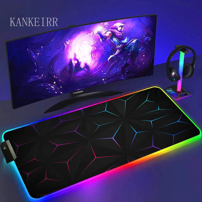 Geometry Large RGB Gamer Mousepad With Backlight Mouse Mat Gaming Mousepads
