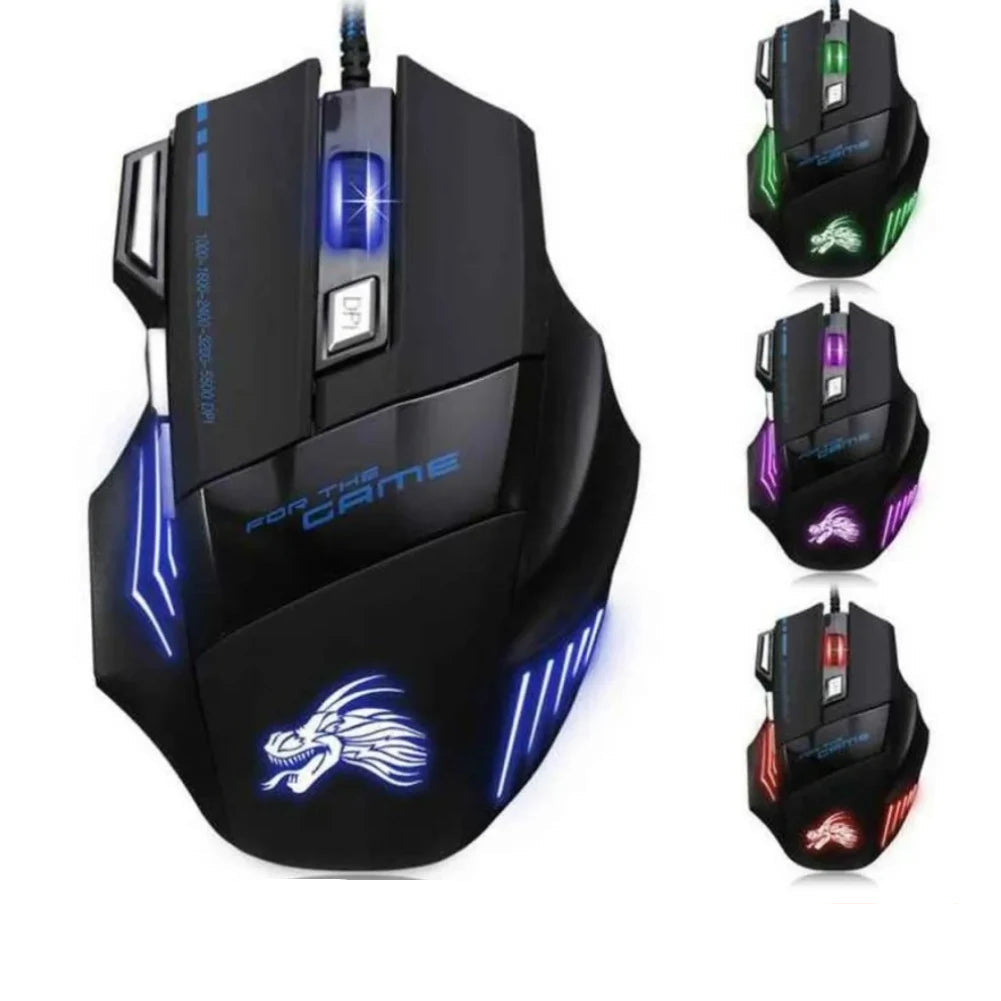 USB Wired Gaming Mouse 7 Button Backlit Ergonomic Mice