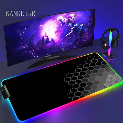 Geometry Large RGB Gamer Mousepad With Backlight Mouse Mat Gaming Mousepads