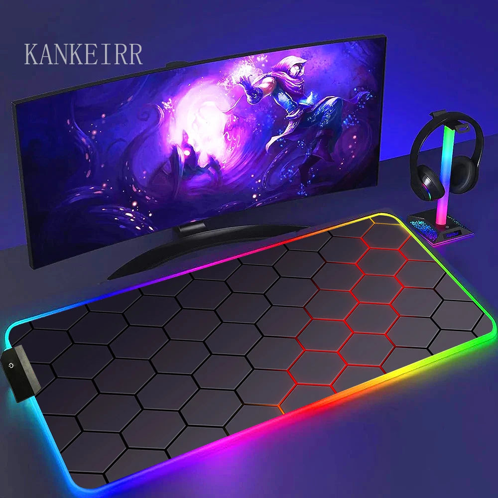 Geometry Large RGB Gamer Mousepad With Backlight Mouse Mat Gaming Mousepads