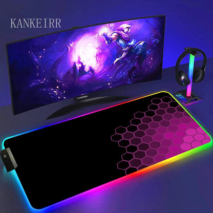 Geometry Large RGB Gamer Mousepad With Backlight Mouse Mat Gaming Mousepads
