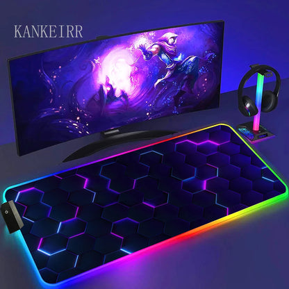 Geometry Large RGB Gamer Mousepad With Backlight Mouse Mat Gaming Mousepads